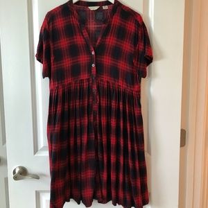 Anthro red plaid tunic/dress